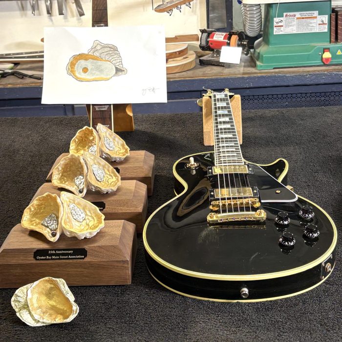 VCI - Oyster Award Project with original drawing finished awards real oyster and Les Paul (Oct 2025)